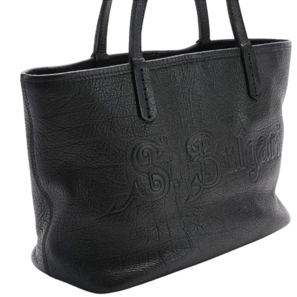 BVLGARI Black Leather Sotirio Logo Tote - Picture 4 of 10